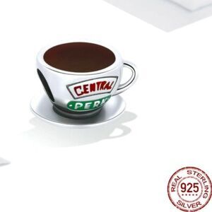 Womens FRIENDS S925 Sterling Silver Coffee Cup Charm